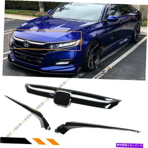 海外製 エアロパーツ 2018-2020ホンダアコード光沢のあるBlkスポーツスタイルフロントグリルw/クロムガーニッシュ For 2018-2020 Honda Accord Glossy Blk Sport Style Front Grille W/ Chrome Garnish【並行輸入品】