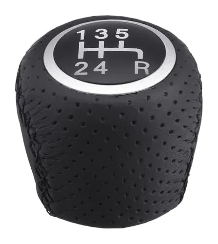 シフトグリップカバー 用 フィアット グランデ プント 06-12 リネア 07-15 車用PUレザー 通気性アクセサリー 5/6速MTギアスティックシフトノブ(5 Speed)