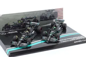 ミニチャンプス 1/43 2台セット Hamilton #44 & Russell #63 バーレーンGP フォーミュラ1 2023 111台限定Minichamps 1:43 Mercedes-AMG F1 W14 E Performance 2-Car Set Hamilton #44 & Russell #63 5th & 7th Bahrain GP Formula 1 2023 limitati