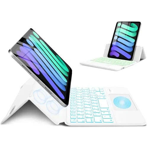 MePadKey 日本語平假名配列キーボードケース iPad Mini 7 A17 Pro 第7世代(2024)/Mini 6 第6世代(2021) 8.3インチに対応。軽量、超薄型、全面保護、多角度調整、傷がつきにくい，磁気吸着ケース，Type-C充電機