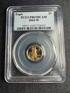 2004-W $5 1/10oz ゴールド アメリカン イーグル プルーフ - PCGS PR69 DCAM ディープ カメオ