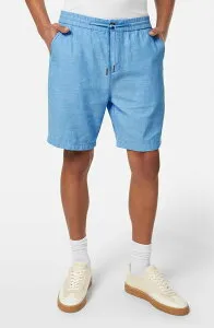 スコッチアンドソーダ メンズ ボトムス ハーフパンツ・ショーツ ショートパンツ コットン リネン Scotch & Soda Flat Front Slub Cotton & Linen Twill Drawstring Bermuda Shorts Aqua Blue ブルー