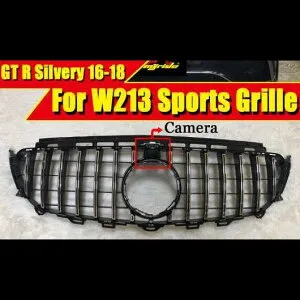 W213 Eクラス グリル ABS シルバー 360 度 カメラホール E180 E200 E250 フロント バンパー グリル 2016-2018 タイプ001 AL-EE-0262 AL Exterior parts for cars
