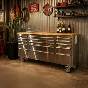 【 在庫わずか 】クーポン祭り開催中！DDK ツールキャビネット 幅199cm 2mステンレス キッチンカウンター 作業台 ツールワゴン電話台 間仕切り 工具収納 ツールボックス インダストリアル厨房