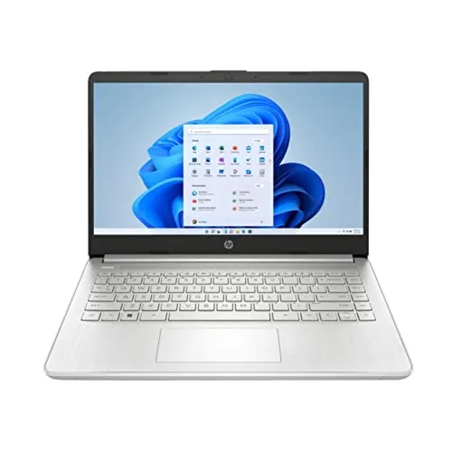 HP 14-em0033nr 14インチHDノートブックコンピューター、AMD Ryzen 3 7320U 2.4GHz、4GB RAM、128GB SSD、Windows 11 Home、ナチュラルシルバー。