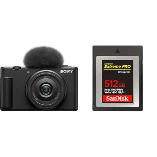 SONY(ソニー) Vlog用カメラ VLOGCAM デジタルカメラ ZV-1F ウィンドスクリーン付属 単焦点レンズ ブラック ZV-1F B + 【 サンディスク 正規品 】 CFexpress Type B 512GB 最大読取り速度 1700MB/