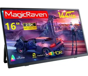 MAGICRAVEN/KEEPTIME モバイルモニター 2.5K 144Hz 16インチ 自立スタンド ポータブルディスプレイ IPSパネル 16:10 QHD (2560×1600) 100%sRGB 300cd/m?輝度 高速応答 超薄型・軽量 Type-C/mini HDMI接続 PS4/XBOX/Swit