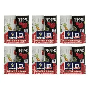 Morton、ヨウ素添加ソルト&ペッパーシェイカーデュオパック、5.5オンスパッケージ(6個パック) Morton, Iodized Salt & Pepper Shaker Duo Pack, 5.5oz Package (Pack of 6)
