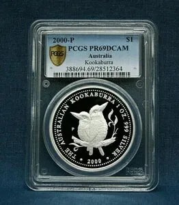 2000-P $1 プルーフ オーストラリア クッカブラ PCGS PR69 DCAM *非常に珍しい*