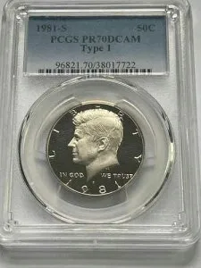 1981-S タイプ1 ケネディ ハーフダラー - PCGS PF70 DCAM