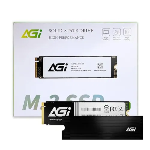 AGI AI828 1TB SSD NVMe M.2 PCIe Gen4×4 Type 2280 ヒートシンク搭載 PS5動作確認済み 最大転送速度7,400MB/s（読み込み・書き込み速度 7400/5200MBs）HMB 採用 SLC キャッシュ技術