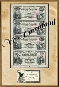 デザインコピー 1865 プルーフ $10-$20 ファーストナショナルバンク ウォーバーン マサチューセッツ州 #746