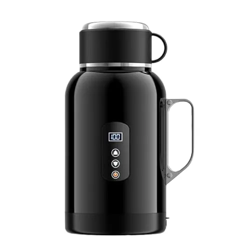 車用電気ケトル - 1500ML 12/24V ポータブル加熱ポット 高速沸騰水、コーヒー、紅茶用 ステンレススチールボディ トラ ケトル キャンプ 通勤 ロードトリップ、毎日の運転用