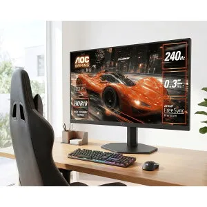 AOC エーオーシー ゲーミングモニター 24G11ZE/11 23.8インチ フルHD FastIPS 240Hz 1ms 0.3ms HDMI DisplayPort HDR10 チルト ゲーミングディスプレイ 23.8型 24型 1080p ノングレア 非光沢 ブラック