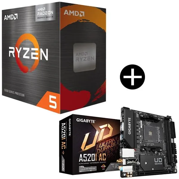 AMD Ryzen 5 5500GT BOX With Wraith Stealth Cooler CPU + GIGABYTE A520I AC マザーボード セット