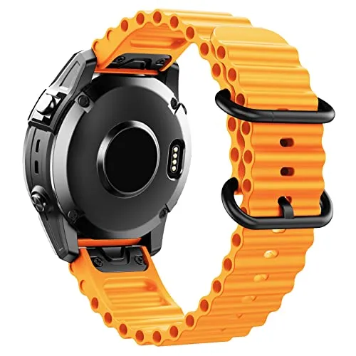 FKMBD 22mm 26mm オーシャン シリコン リストバンド ストラップ Garmin Approach S62 Fenix5x 5Plus Fenix 6x 6 6Pro Fenix7x 7用 ウォッチバンド Intinct1 2 クイックフィット