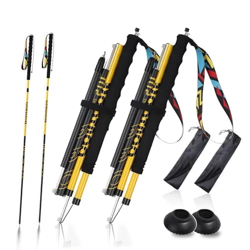 トレッキングポール 登山 ストック 3Kカーボン 【超軽量 110g-130g】折り畳み式 ウォーキングポール ウォーキングステッキ 1本/2本セット 収納ポーチ付き 登山杖 登山ポール 山登り アウトドア 遠足 ステッキ ハイキングポール 男性 女性 高