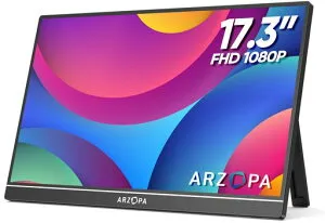 ARZOPA17.3インチポータブルゲーミングモニターIPS液晶薄型自立型1920x1080USBType-C/miniHDMIPS4/Xbox/Switch/PC/Mac対応在宅勤務リモートワークA1M