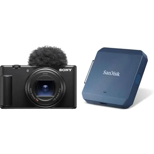SONY(ソニー) コンパクトデジタルカメラ VLOGCAM Vlog用カメラ ZV-1II ボディ ウィンドスクリーン付属 18-50mm F1.8-4.0 ズームレンズ ブラック ZV-1M2 B + SanDisk PRO-CINEMA CFexpr