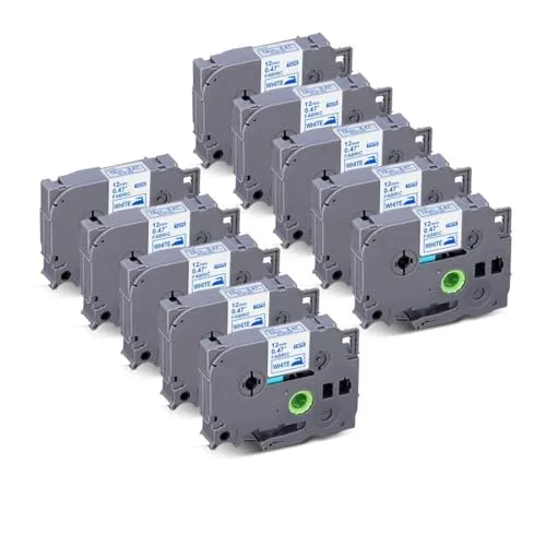 10X 生地アイロン衣類テープブラザー P-touch TZe-FA231 黒地に白 PT-P750W PT-H110 PT-D210 PT-D600 用(10Blue-18mm)