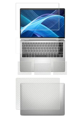 [5点セット(画面+天板+パームレスト+タッチパッド+キーボードカバー)] ClearView Dell 14 DC14255 2025年モデル キーボードカバー(指紋認証なし) 14インチ用 [防指紋 クリア] 液晶 保護 フィルム＋カーボン調 保護フィ