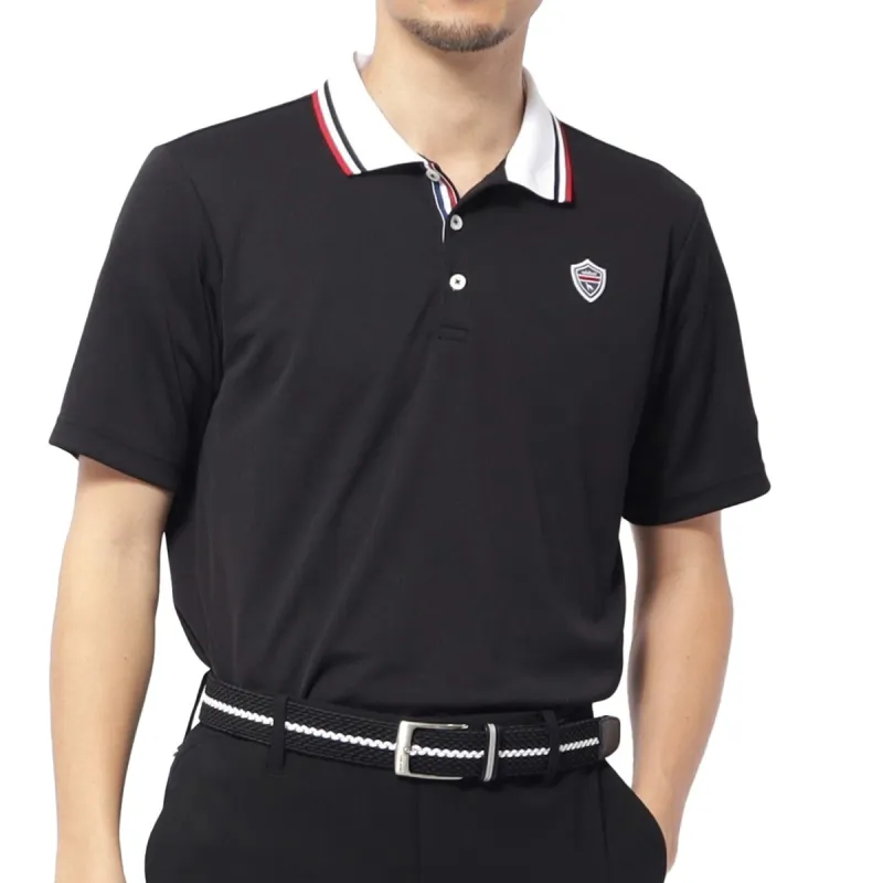 [値下げしました] アダバットネイビー ADABAT NAVY UVカット 吸水速乾 クレリックドライ半袖ポロシャツ ブラック 019 メンズ