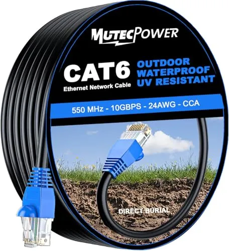 CAT6 RJ45 30 mマルチケーブル、屋外使用防水 - CCA - 直接埋込みイーサネットネットワークケーブル - 550 Mhz - 30メートル