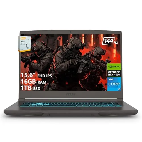 msi Thin 15 ゲーミングノートパソコン | 15.6インチ FHD IPS 144Hz | Intel 8-Core i5-13420H (> i7-12650H) | 16GB RAM 1TB SSD | GeForce RTX 4050 6G