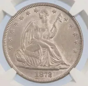 米国 50 セント ハーフダラー リバティ シート 1872 シルバー Unc Mint NGC Graded MS61