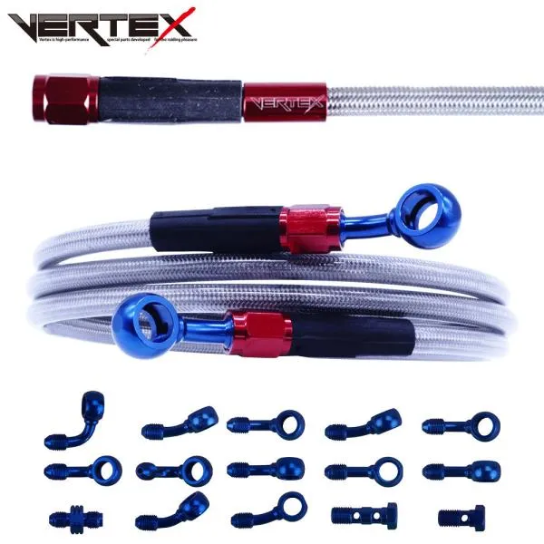 YZF-R7 メッシュ ブレーキホース フロント 25cmロング クリア ブルー/レッド メッシュブレーキホース YZF-R7 ABS 22-23