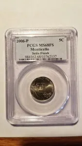 2006-P ジェファーソンニッケル PCGS MS68FS サテン仕上げ