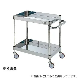 サカエ CSP4-9062NU ステンレスCSパールワゴン(SUS430 ナイロンウレタン車 H600 2段)W900×D600×H600mm