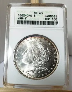 1882-O モーガン ダラー VAM 7!- 古い ANACS 石鹸バー!!- ミント ステート 63 & トップ 100!!!