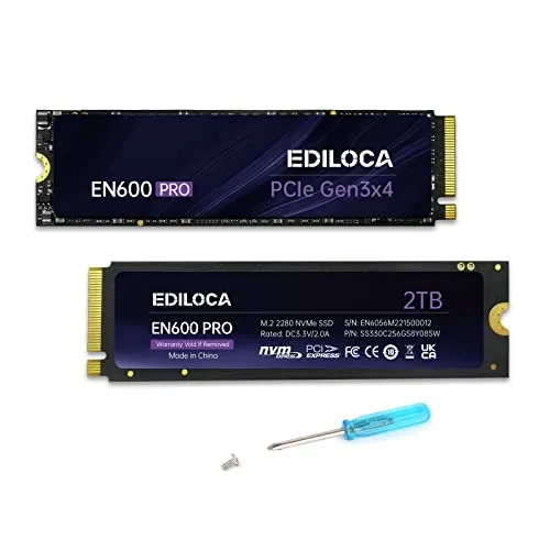 Ediloca EN600 PRO SSD 2TB PCle 3.0x4 NVMe M.2 2280 最大読込: 3500MB/s 最大書込：3000MB/s 内蔵SSD SLC キャッシュ 3D NAND TLC グラフェン冷却ステッカー ノートパソコン