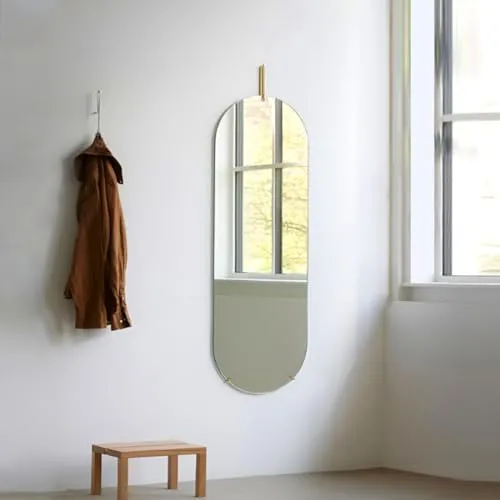 【WNJAPAN】姿見 壁掛け 鏡 楕円 ウォールミラー 全身鏡 北欧 壁掛けミラー TALL MIRROR 洗面台 シンプル インテリア フレームレス 玄関 リビング おしゃれ 120cm×40cm ホテルライク SM-18GO [並行輸入品]