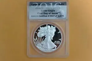 2016-W $1 アメリカン シルバー イーグル ANACS PR70 DCAM FDI - ホルダーにひび割れ線あり