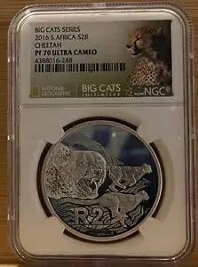 2016 1 オンス NGC PF70 UCAM 南アフリカ スターリングシルバー 925 チーター 2R