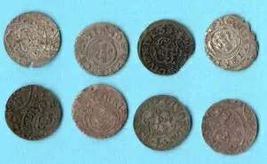 コイン 8 枚のロット リヴォニア シリング 1653 クリスティーナ リガ スウェーデン ラトビア 3038