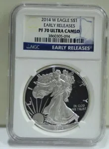 2014 W US プルーフ シルバー イーグル $1 NGC PF70 ウルトラ カメオ ER。