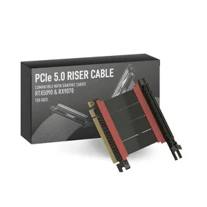 LINKUP-AVA5PCIE5.0ライザーケーブル|RTX5090RX9070GPUに対応|x16128GB/s速度|PCIe4.0&WRX80/WRX90Eと互換性あり|左角ブラック5cm(全長9cm)