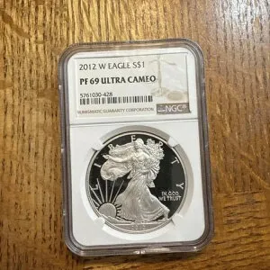 2012-W プルーフ $1 アメリカン シルバー イーグル NGC PF69 ウルトラカメオ ブラウンラベル
