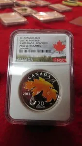 2012年 カナダ S$20 スワロフスキークリスタル レインドロップ シュガーメープル カラーライズ NGC PF69 UC