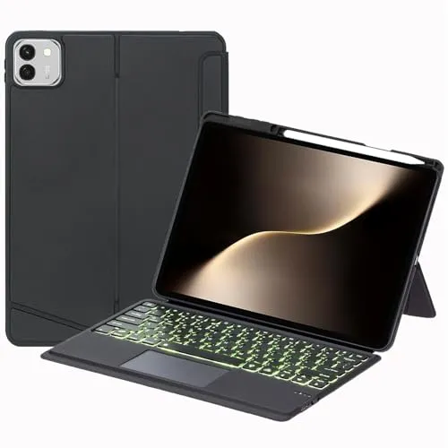 Bluetooth Backlit Keyboard Cover Keyboard Folio Case for Honor MagicPad3 (13.3"), Backlight & TrackPad Mouse & Detachable Keyboa