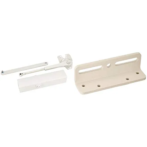 リョービ 取替用ドアクローザー パラレル型 ストップ機能付き ホワイト S-202P WH & 取替用ドアクローザー用L型プレート ホワイト LP-1 WH【セット買い】