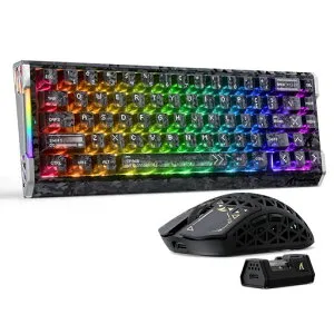 ATTACKSHARKR68HEキーボードマウスセットラピッドトリガー8000Hzカーボンファイバー【R5UltraPAW3950MAX0.125ms低遅延無線マウス+R68HE0.005mmRT精度磁気スイッチ