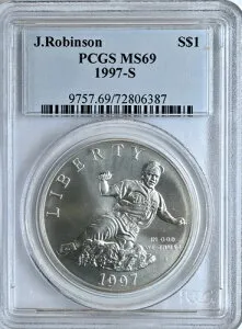 1997-S ジャッキー・ロビンソン記念ドル MS69 PCGS シルバーコイン 9757