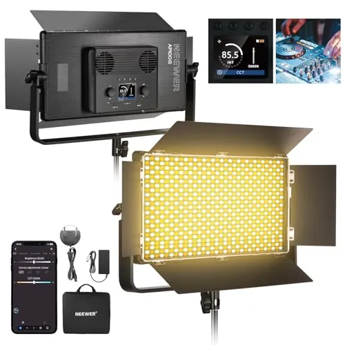 NEEWER AP100B 撮影用ライト LEDビデオライト 100W 高輝度定常光 APP/2.4G/パネル/DMX制御 960個LEDビーズ 38600Lux/0.5m 高演色CRI96+/TLCI97+ 調光可能 2500K-8500K 0-100%