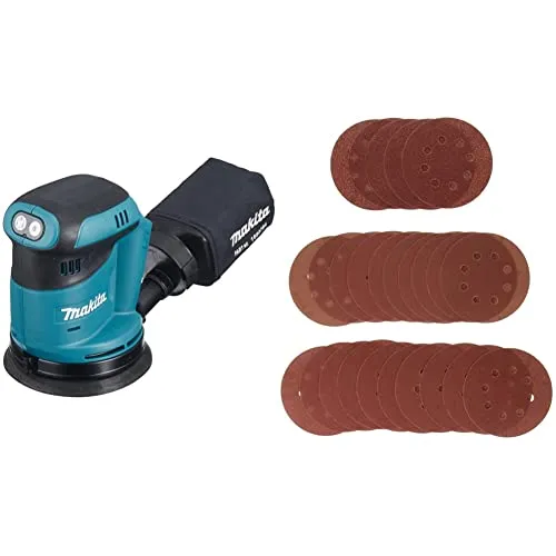 マキタ(Makita) 充電式ランダムオービットサンダ 18V (本体のみ/バッテリー・充電器別売) ペーパー寸法 125mm BO180DZ + BOSCH(ボッシュ) ランダムサンダーペーパーセット125ｍｍφ