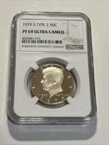 1979-S タイプ2 ケネディ ハーフダラー - NGC PF69 ウルトラカメオ