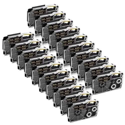 30pcs 9mm xr-9weラベルテープxr9we xr 9we xr-9x xr-9rd xr-9bu xr-9yw for kl-60 kl-100 kl-20ラベルプリンター(Gold on Black)